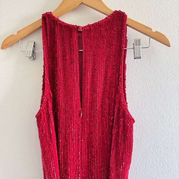 Retrofete Tilly Sequined High Neck Cocktail Red Sleeveless Midi Dress size Small - Picture 8 of 12